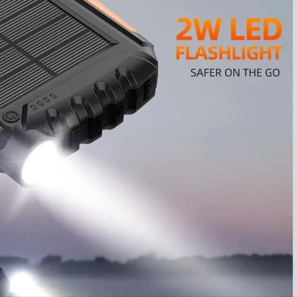 Portable Solar Charger Power Bank with LED Flashlight - Picture 5 of 5